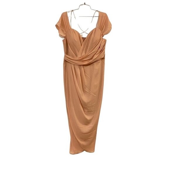 NEW City Chic Women's Entwine Dress Pink Stretch Sweetheart Neck Off Shoulder 14 - Picture 1 of 10